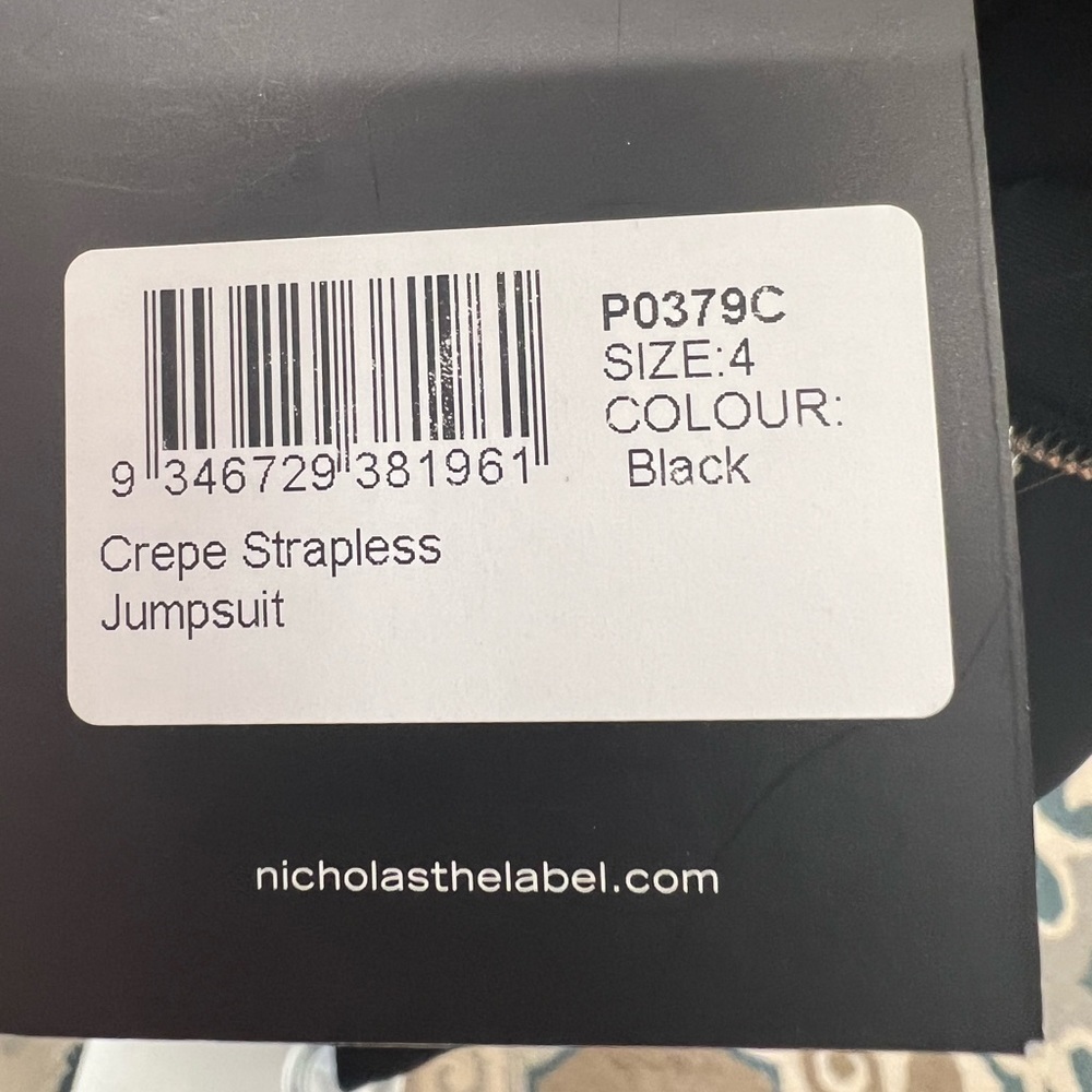 Nicholas Black Crepe Strapless Wide Leg Jumpsuit Size 4 - Picture 9 of 12